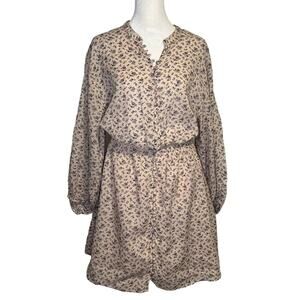 Joie light pink floral long sleeve peasant dress size S